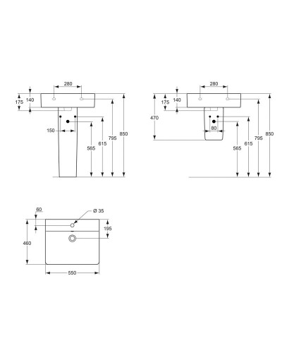 Раковина Ideal Standard Connect Cube 55 E784401 Euro White