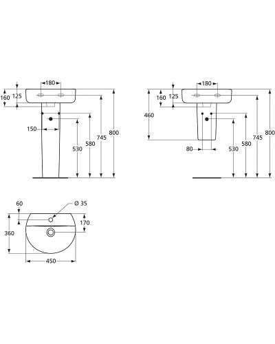 Раковина Ideal Standard Connect Sphere 45 E805701 Euro White