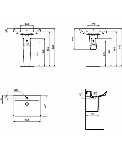 Раковина Ideal Standard Connect Air Cube 60 E074201 Euro White