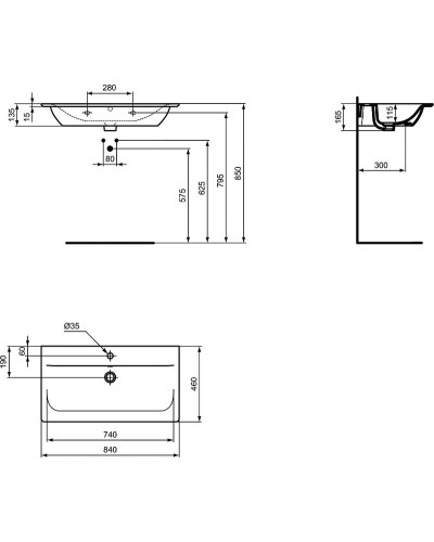 Раковина Ideal Standard Connect Air Vanity 84 E027901 Euro White