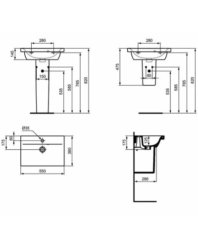 Раковина Ideal Standard Connect Space 55 E136401 Euro White
