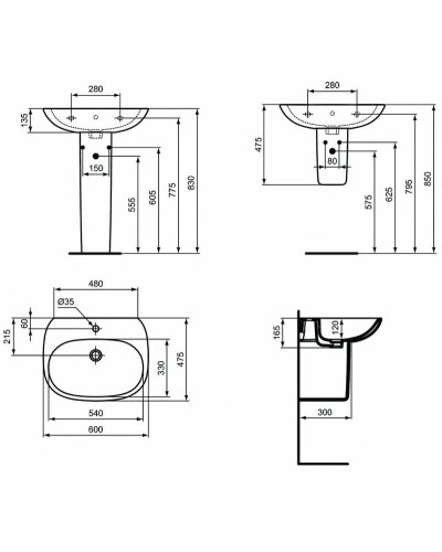 Раковина Ideal Standard Tesi 60 T352201 Euro White