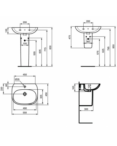 Раковина Ideal Standard Tesi 55 T352301 Euro White