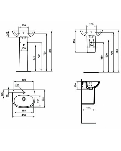 Раковина Ideal Standard Tesi 45 T352401 Euro White