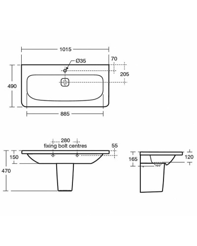 Раковина Ideal Standard Tonic II 100 K087201 Euro White