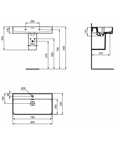 Раковина Ideal Standard Strada II 80 T300101 Euro White