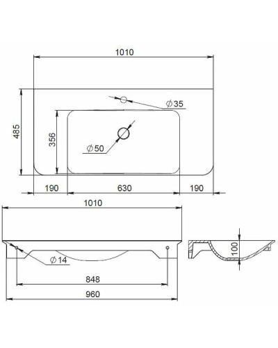 Раковина AM.PM Sensation 100 M30WPC1001WG Белая