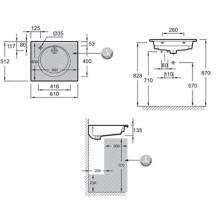 Раковина Jacob Delafon Odeon Rive Gauche 60 EXBA112-Z-00 Белая