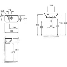 Раковина Jacob Delafon Struktura 50 L EGJ112-00 Белая