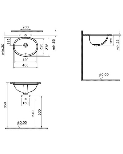 Раковина Vitra Arkitekt 47 6039B003-0012 Белая