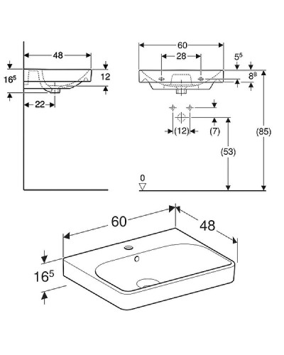 Раковина Geberit Smyle Square 60 500.229.01.1 Белая