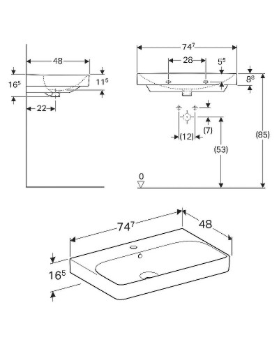 Раковина Geberit Smyle Square 75 500.249.01.1 Белая