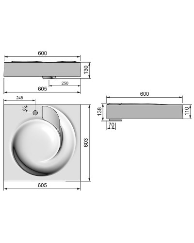 Раковина Grossman Neo 60 2606001 на стиральную машину Белая