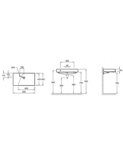Раковина Jacob Delafon Rythmik 80 EXO112-Z-00 Белая