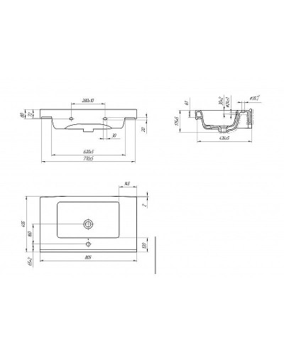 Раковина Cersanit Grand 80 S-UM-GRA80/1-w Белая