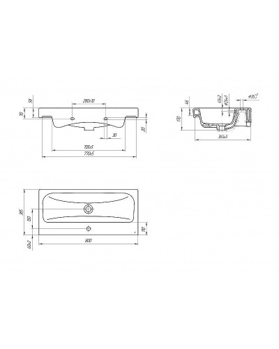 Раковина Cersanit Moduo 80 S-UM-MOD80SL/1 Белая