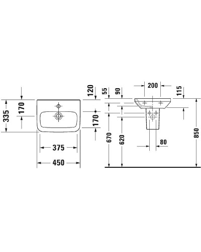 Раковина Duravit Durastyle 45 0708450000 Белая