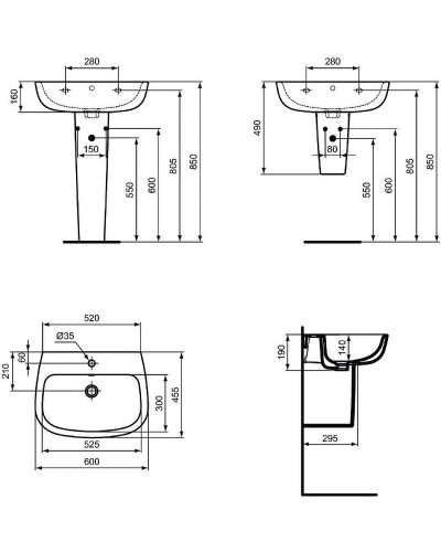 Раковина Ideal Standard Esedra 60 T279801 Euro White