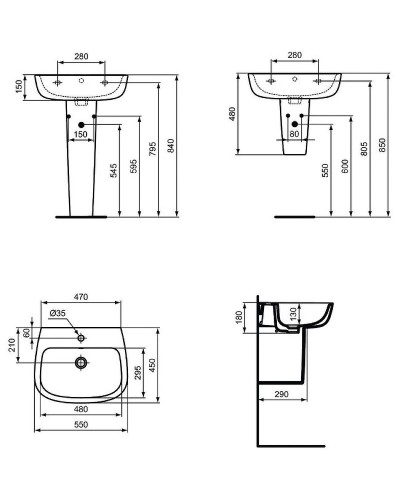 Раковина Ideal Standard Esedra 55 T279901 Euro White