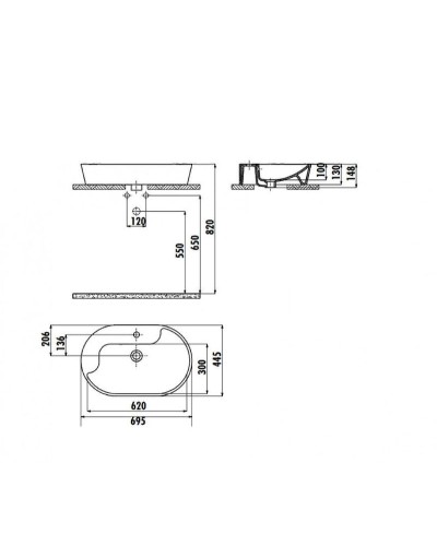 Раковина Creavit Topic 70 TP172-00CB00E-0000 Белая