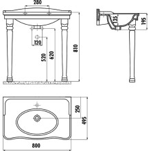 Раковина Creavit Antik 80 AN080-00CB00E-0000 Белая
