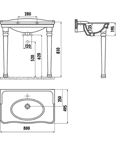 Раковина Creavit Antik 80 AN080-00CB00E-0000 Белая