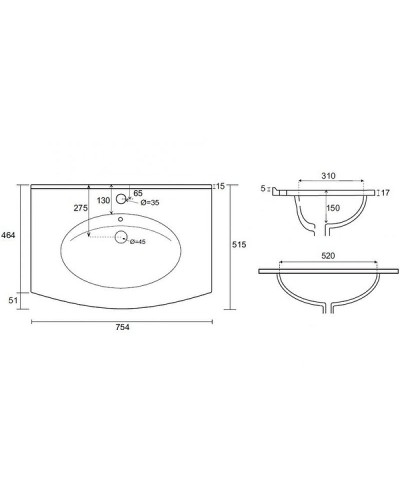 Раковина Cezares Comfort 75 50132 Bianco