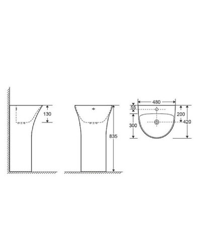 Раковина CeramaLux 48 G-307G Черная