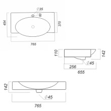 Раковина Sanita Luxe Infinity 76 INF76SLWB01KR Белая
