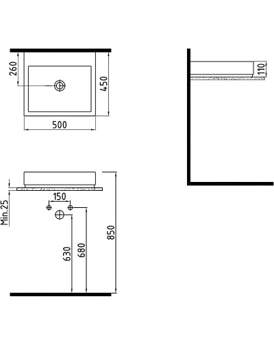 Раковина Bien Infinitum 50 INLG05001VD1W5000 Белая