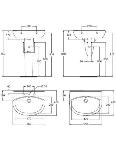 Раковина Vidima Seva Fresh 55 W401661 Белая