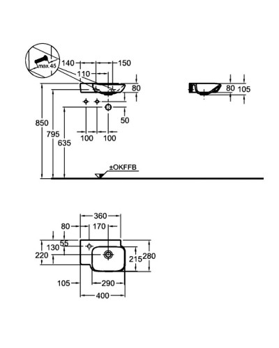 Раковина Geberit myDay 40 L 125440600 Белая