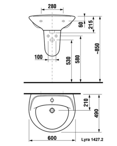 Раковина Jika Lyra 60 1427.2.000.104.9 Белый