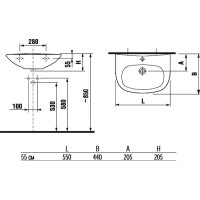 Раковина Jika Zeta 55 8.1039.1.000.104.9 Белая