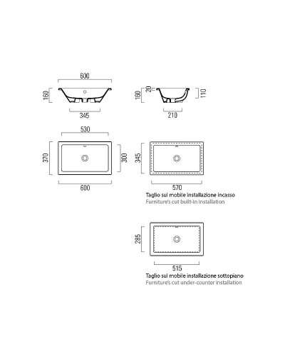 Раковина GSI Kube X 60 895311 Белая