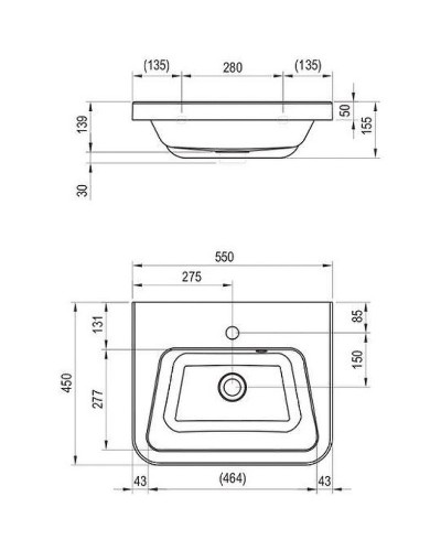 Раковина Ravak 10° 55 XJI01155000 Белая
