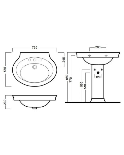 Раковина Hatria Dolcevita 75 Y0EW01 Белая