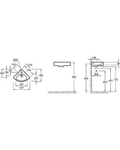 Раковина Jacob Delafon Odeon Rive Gauche 48 EGP112-00 Белая