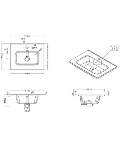 Раковина BelBagno 51 BB500/390ETL Белая