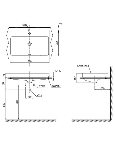 Раковина Toto MH 70 LW1617C Белая