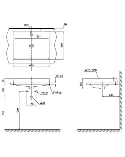 Раковина Toto MH 60 L1616C Белая