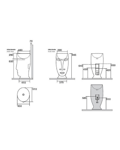Раковина Kerasan Artwork Moloco 45 474031 Черная матовая