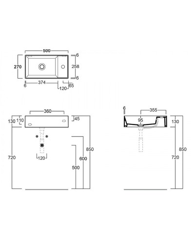 Раковина Simas Agile 50 R AG50 nero mattx1 Черная матовая