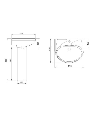 Раковина Santeri Вест 60 1.3111.8.S00.11B.0 Белая