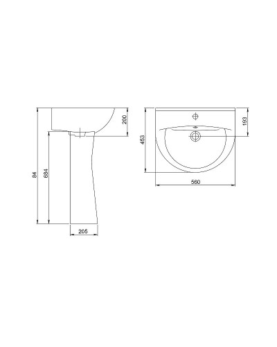 Раковина Santeri Виктория 55 1.3111.6.S00.11B.0 Белая