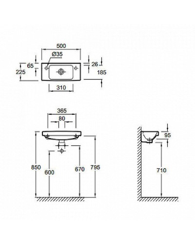 Раковина Jacob Delafon Odeon Up 50 E4701-00 Белая
