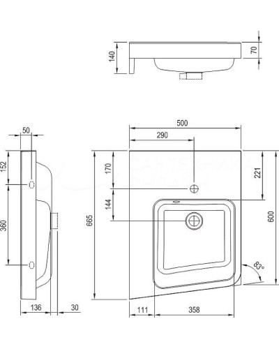 Раковина Ravak Be Happy II 50 L XJAL1100001 Белая