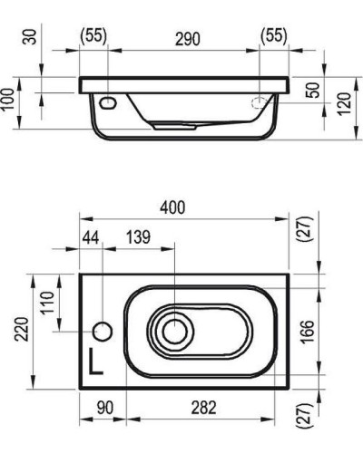 Раковина Ravak Chrome 40 L XJGL1100000 Белая