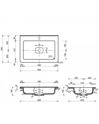 Раковина Эстет Каре Люкс 60 ФР-00006472 Белая