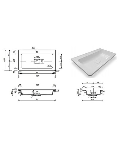 Раковина Эстет Каре Люкс 80 ФР-00005713 Белая